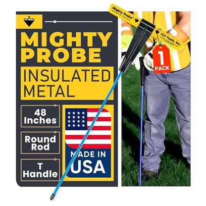 T&T Tools 48-Inch Mighty Probe Metal Soil Probe – 3/8" Round Rod - 1 Pack - size: 48-Inch Long Overall w/ 3/8" Metal Round Rod