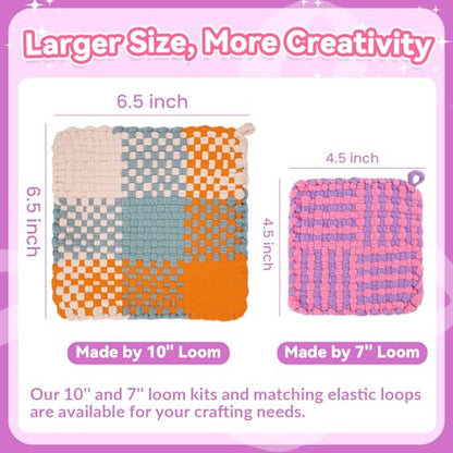 PREBOX 10’’ Potholder Weaving Loom Kit Refill Loops, DIY Crafts Supplies for Kids & Beginners, 224 Colorful Loops to Make 4 Large Pot Holders - color: Loops Refill - Plus