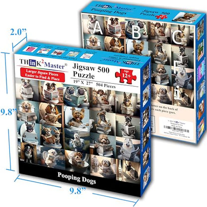 Think2Master Pooping Dogs & Puppies 500 Pieces Very Large Pieces Jigsaw. for Adults & Seniors 13+ Size: 26.8” x 18.9” - style: Pooping Dogs
