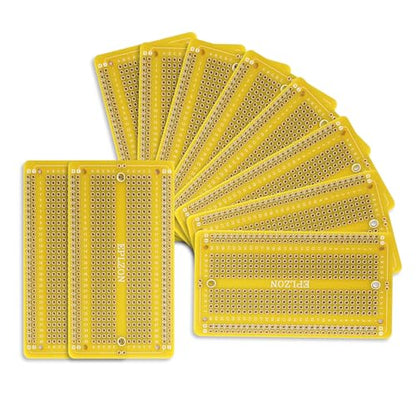 10 Pcs Solderable Breadboard PCB Board Gold-Plated Solder Breadboard for DIY Electronics Projects Apply to Soldering Projects 3.5"x2.05" (Yellow) - color: Yellow