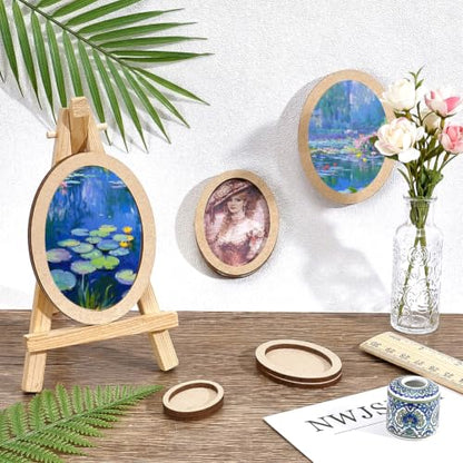 PH PandaHall 10 Sets Oval Picture Frame, Art Photo Frame Blank DIY Wood Panel Boards Geometric Cutout Frames for Home Office Store Wall Art Decor, Painting, Mosaic, Cross-Stitch, 5 Sizes - size: Oval