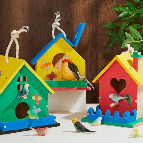 Juexica 4 Pack DIY Wooden Birdhouse Kits Build Paint, Art Craft Set,Heart
