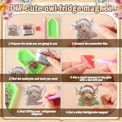 Remuuly 30 Pcs Christmas Diamond Painting Magnets Diamond Art Kit for Adult - color: Highland Cow