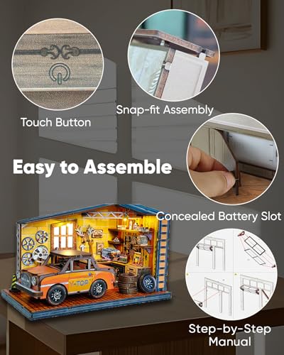 DIY Miniature House Kit Dollhouse Kit for Adults to Build Mini Garage - color: Dream Repair Factory
