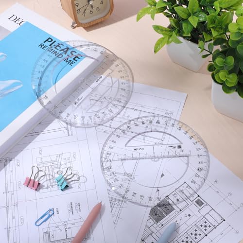 2 Pack 360 Degree Protractor, 6 Inch Multifunctional Drawing Ruler, Classic - style: Classic