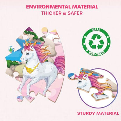 SYNARRY Unicorn Princess Mermaid Fairy Floor Puzzles for Kids Ages 3-5 - style: Unicorn Princess Mermaid Fairy