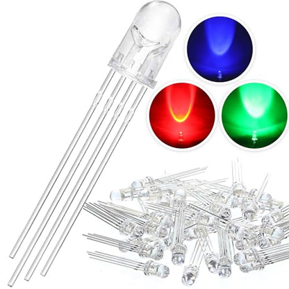 EBOOT 100 Pcs Clear Light Emitting Diodes Bulbs LED Lamp,5mm,Multicolor 02 - color: Rgb Multicolor Common Anode