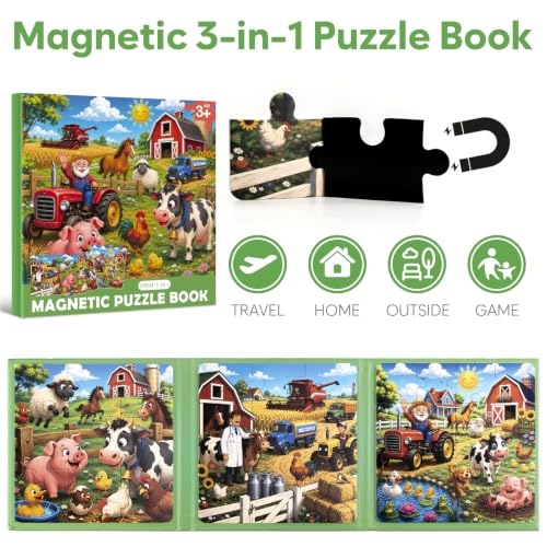 Biarek Farm Animals Magnetic Puzzles for Kids 3-5, 37-Piece Travel Set - color: Farm Animals - 37 Pieces