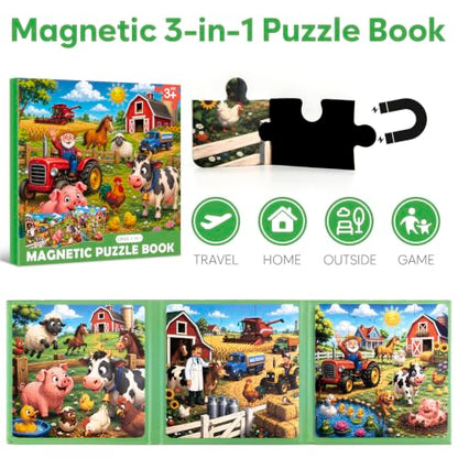 Biarek Farm Animals Magnetic Puzzles for Kids 3-5, 37-Piece Travel Set - color: Farm Animals - 37 Pieces