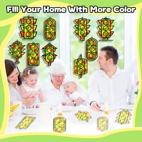 QOUBAI 32 Sets Traffic Light Suncatchers Craft Kit DIY Window Stained Glass Effect Traffic Lamp Paper Crafts Home School Classroom Decoration Kid Birthday Gift Creative Art Project Activity Game - style: Traffic Light