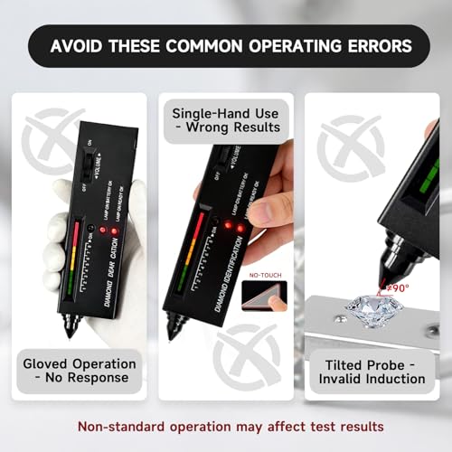 High Accuracy Diamond Tester Pen, Gemstone Identification Tool for Jewelers, Portable Gem Detector with Light & Beep Prompt
