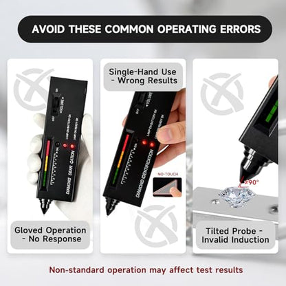 High Accuracy Diamond Tester Pen, Gemstone Identification Tool for Jewelers, Portable Gem Detector with Light & Beep Prompt