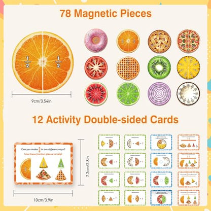 Magnetic Fraction Tiles & Circles, Bars,Math Manipulatives