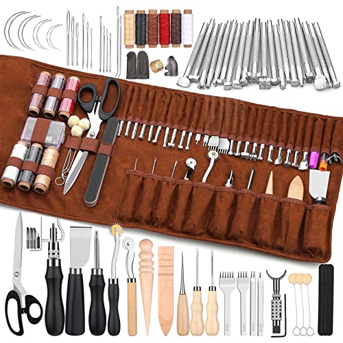 TLKKUE Leather Working Tools Leather Craft Tools for Carving Stamping