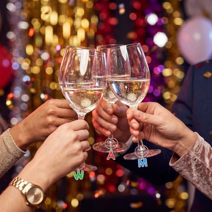 100 PCS Wine Charms for Stem Glasses Letters, 40PCS Wine Glass Charm Rings