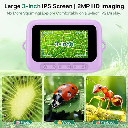Digital Handheld Microscope for Kids 3.0" HD 32GB 1000X Camera Portable