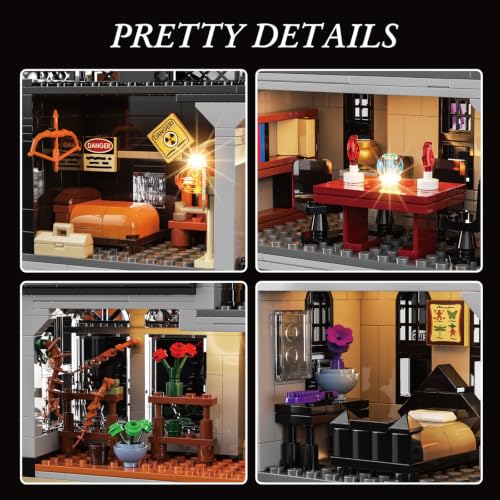 Addams Nightfall Manor Family Mansion Horror House Building Set, Dark Comedy Movie House Blocks Toy Kit Compatible with Lego, Gift and Collectible Set for Movie Fans and Collectors