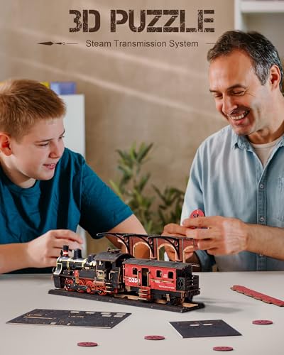 Rolife 3D Wooden Puzzle for Adults, DIY Wood Model Train Sets, Mechanical Vehicle Model Building Kits-Brain Teaser Puzzle Toys with 365 Pcs-Creative Birthday for Kids