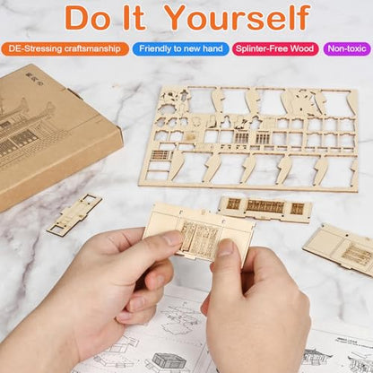 3D Wooden Puzzle & Building Blocks for Adults 14+ - Yueyang Tower Chinese Architecture Model Kit (216 PCS), DIY Craft Gift for Men & Teens,No Glue Needed - color: Yueyang Tower