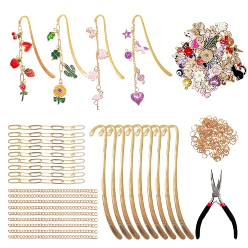 250Pcs DIY Metal Bookmark Making Kit, Custom Bookmark Set with Book Charms