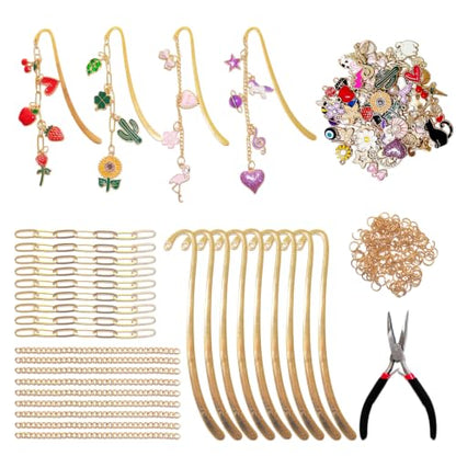 250Pcs DIY Metal Bookmark Making Kit, Custom Bookmark Set with Book Charms