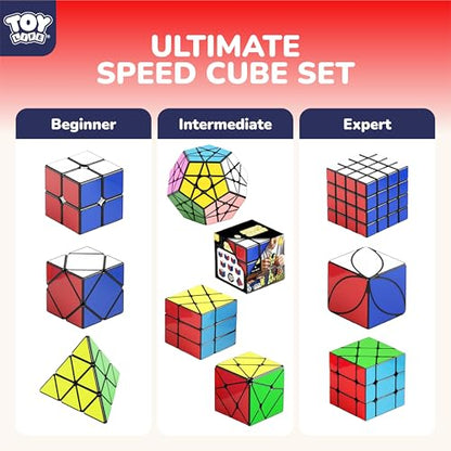 STEAM Life Speed Cube Set 10 Pack, Variety of Shapes & Difficulty Levels – Includes 2x2, 3x3, 4x4 Pyramid, Mirror, Megaminx & More – Smooth & Fast Turning Puzzle Cubes for Kids & Adults, Ages 8+ - color: 10pc