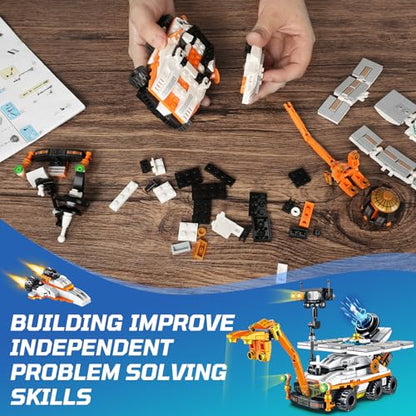 Mars Rover Building Blocks Set for Boys Ages 6-12, 25-in-1 Space Toys for Kids to Assemble a Big Mars Rover or 12 Small Different Space Probe, Best Present for Boys and Girls Aged 8-14 (556PCS)