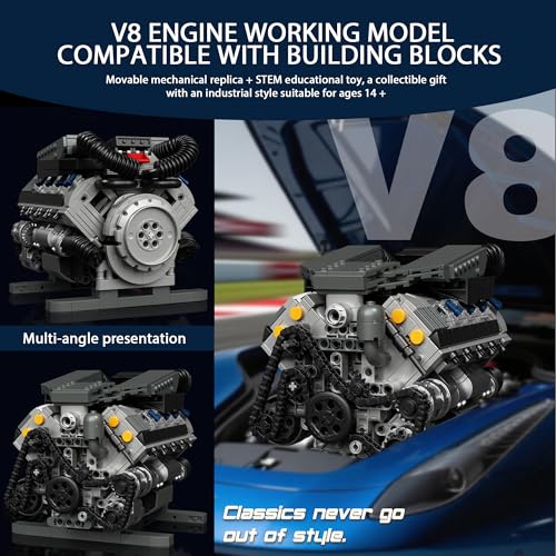 Working V8 Engine STEM Model Building Block Kit - style: T2020