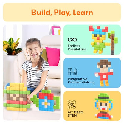 PicassoTiles 108 Piece Magnetic Cubes, 1 Inch STEM Building Set for Kids 3+ - style: 108pcs Puzzle Cubes