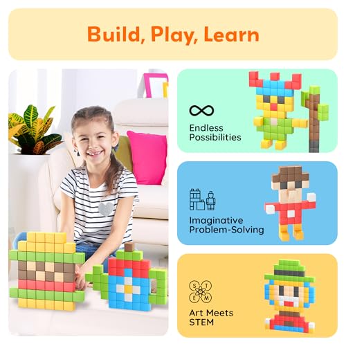 PicassoTiles 108 Piece Magnetic Cubes, 1 Inch STEM Building Set for Kids 3+ - style: 108pcs Puzzle Cubes