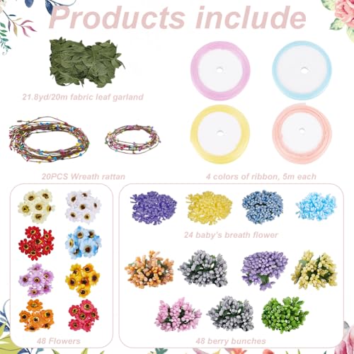 20 Sets DIY Flower Crown Kit for Beginners Sunflower Crown Making Kit for Wedding Gift