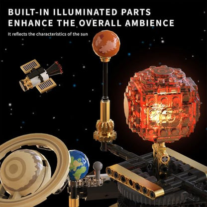 Motorized Solar System Orrery Building Block Set, (1098PCS) - style: Solar System Orrery