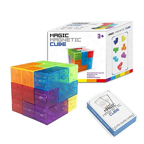2-Pack Magnetic Cube Block Educational Puzzle Toy for Kids Stress Relief - color: Crystal-2 Pack