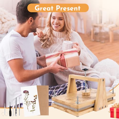NIUGRECF 1Set Large Wooden Flower Press Kit - Even Pressure Flowers Pressed DIY Arts Set for Making Dried Flower/Plant（11in*7in）