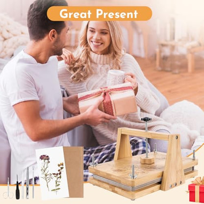 NIUGRECF 1Set Large Wooden Flower Press Kit - Even Pressure Flowers Pressed DIY Arts Set for Making Dried Flower/Plant（11in*7in）