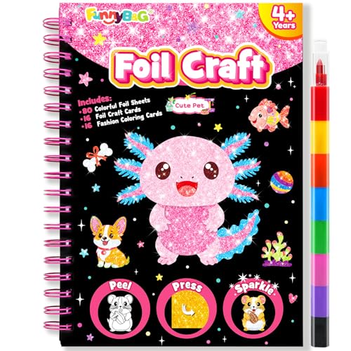 FUNNYB&G Foil Art Craft Kit for Kids, Sparkly Birthday Gift Toy for Kids - style: Cute Pet