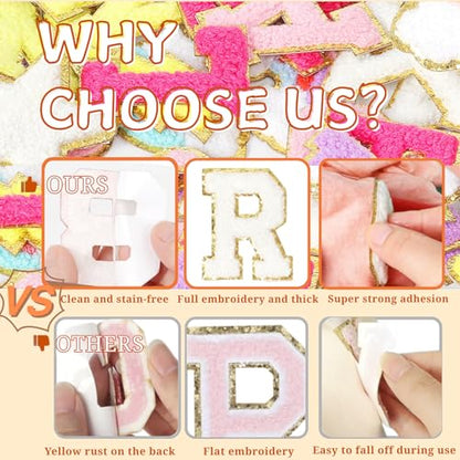 Chenille Letter Patches 134Pcs Self Adhesive Stickers for Clothes Backpacks - color: 134 Pcs Letter Patches
