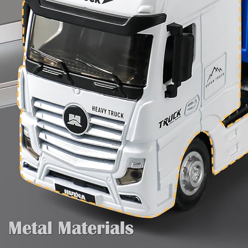 Container Truck Dump Trailer Truck Vehicles Toys,1:50 Scale Dump Trucks with Trailer, Toy Trucks for Kids - color: Trailer Truck Blue