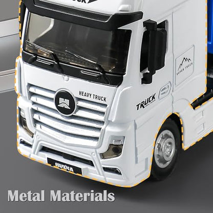 Container Truck Dump Trailer Truck Vehicles Toys,1:50 Scale Dump Trucks with Trailer, Toy Trucks for Kids - color: Trailer Truck Blue