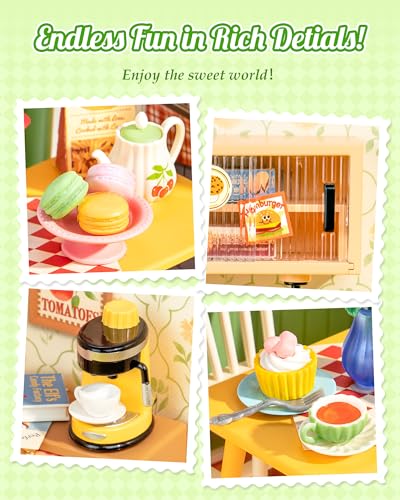 ROBOTIME Super Creator Kits, Miniature House Kit, DIY Plastic House Building Toy Set, Tiny Dining Making Kit Model Craft Hobby Unique Gift (Floral Dining Room) - color: Floral Dining Room