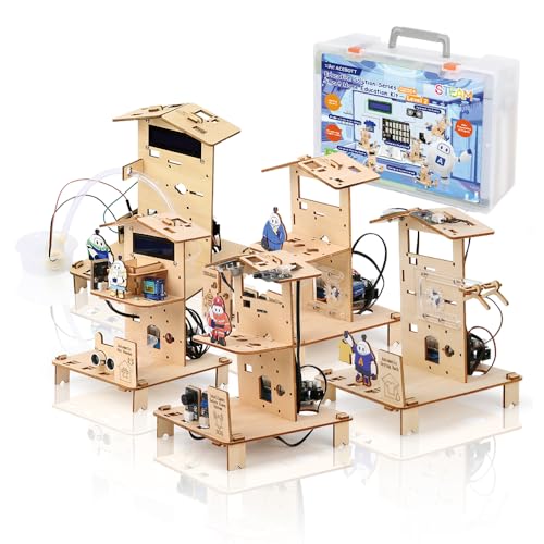 ACEBOTT 5-in-1 ESP32 STEM Smart Home and School Education Kit Compatible with Arduino, STEM Robotics Science Kits for Students Age 12+, Engineering Projects STEAM Activities Gifts 12-16 Year Old - color: 5-in-1 Esp32 Stem Education Kit