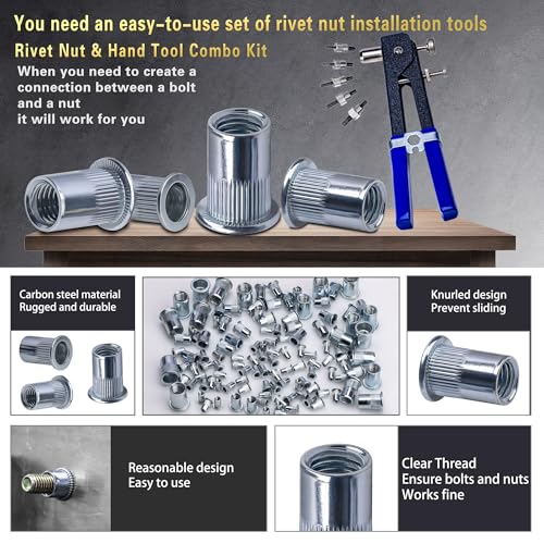 ASKWAY Rivet Nut Tool Kit 540Pcs Nut Riveter Tool Kit