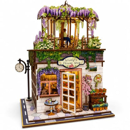 Evankin Flower Shop Book Nook Kit, DIY Miniature House with LED Light - style: Flower Shop