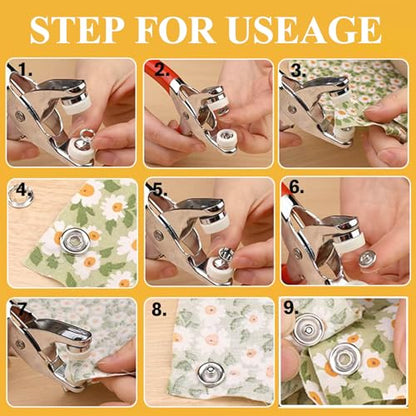 MIFOLEU Colorful Solid Snap Button Kit, Snaps for Fabric with Tool (800PCS) - color: 200 Sets/Colorful/Solid-9.5mm