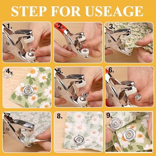 MIFOLEU Metal Snaps Buttons Kit for Fabric with Fastener Pliers Press Tool - color: 100 Sets/Sliver/Hollow-9.5mm