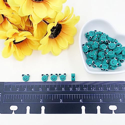 100Pcs Frog Polymer Clay Loose Spacer Beads, 10mm Cute Beads Charms for Women DIY Hair Clip Necklace Bracelet Jewelry Earring Handmade Craft Making - color: frog
