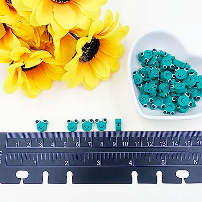 100Pcs Frog Polymer Clay Loose Spacer Beads, 10mm Cute Beads Charms for Women DIY Hair Clip Necklace Bracelet Jewelry Earring Handmade Craft Making - color: frog