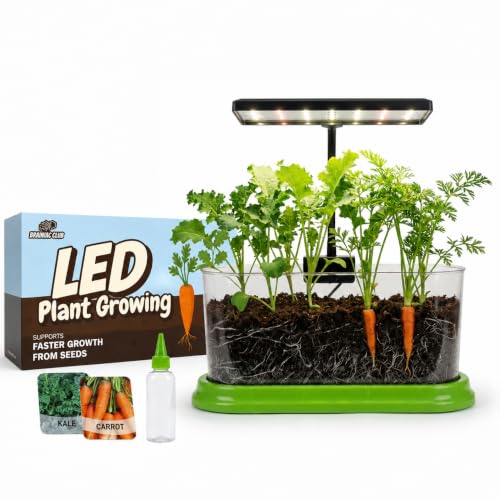 Kids Gardening Kit with LED Grow Light & Root Viewer - Kids Plant Growing Kit - Indoor Mini Garden Set - Vegetable & Herb Garden - Nature Craft for Kids - STEM Science Experiment - Grow Your Own Plant