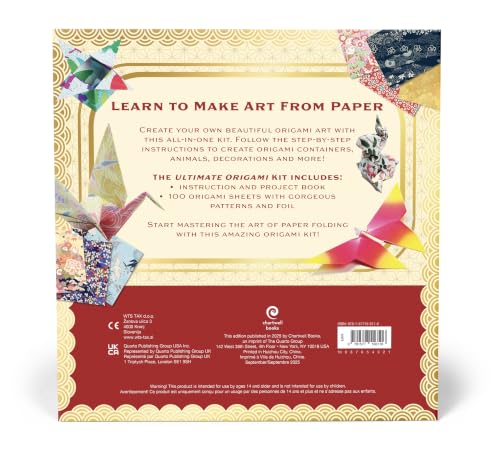 The Ultimate Origami Kit: Master the Art of Paper Folding - Includes: Instruction Book, 100 Pieces of Double Sided Origami Paper