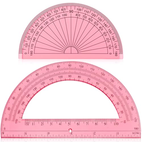 EBOOT 2 Pcs Plastic Protractors - color: Light Pink